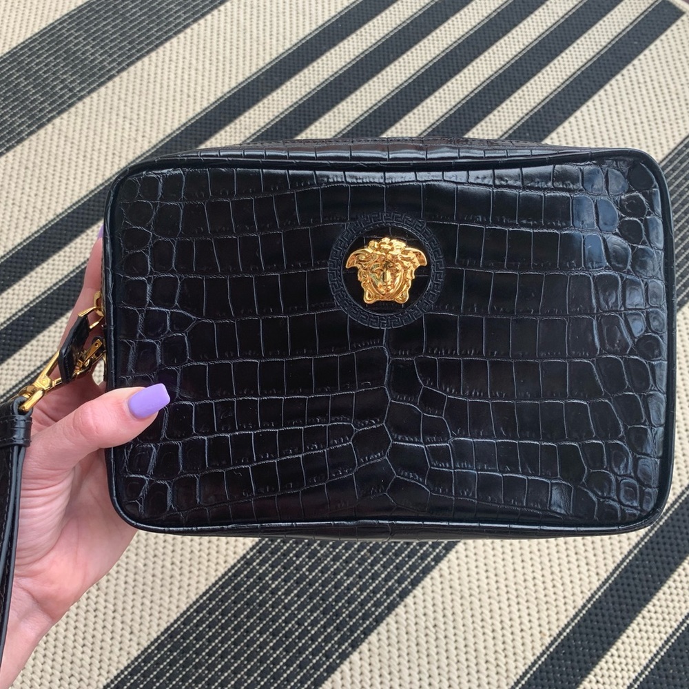 SOLD Versace Black Embossed Clutch